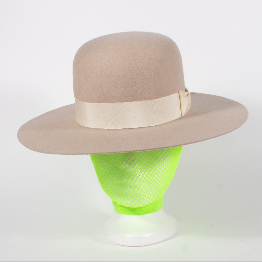Tan wool wide brim hat